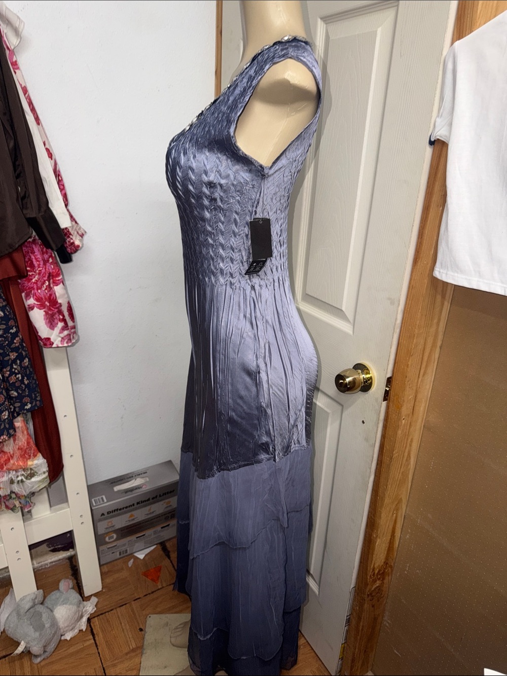 Komarov Periwinkle Embellished V-Neck Maxi Dress - Picture 3 of 7